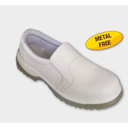 Chaussures mocassins de sÃ©curitÃ© blanc Protection Line S2 pour cuisine d&#39;hÃ´pital avec tige en microfibre lavable