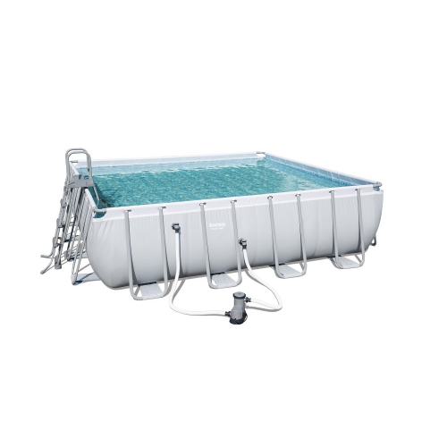 Bestway 56626 piscina quadra con telaio power steel cm 488x488x122H con pompa filtro scaletta telo base e di copertura