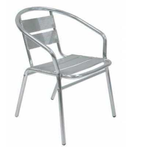 Aluminum chair 54x59x74 cm with armrests and double band backrest for garden bar pub