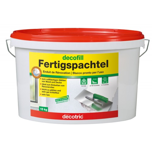 Decofill 15 kg Fertigspachtel FS5 ready-to-use white putty for highly breathable professional interiors