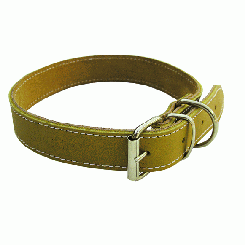 dog collar in stitched buffalo leather width 12 mm mon 32 cm dog collars