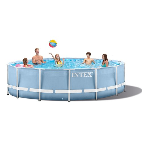 Intex 28728 piscina Prisma frame rotonda cm 457x84 h con telaio scaletta pompa filtro telo base e di copertura