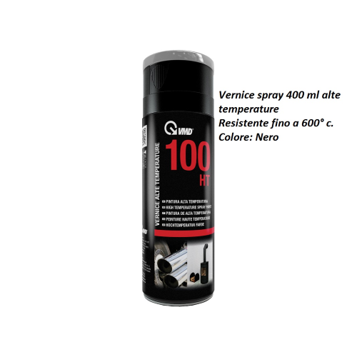 VMD bomboletta 400 ml vernice spray nero alte temperature per camini stufe forni barbecue resistente fino a 600° c.