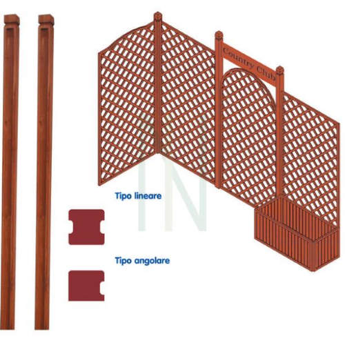palo paletto angolare in legno per pannelli grigliati cm 210 giardino recinto
