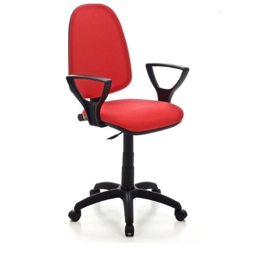 Poltrona Torino rossa sedia operativa per ufficio con pistone a gas braccioli seduta e schienale imbottito rivestita in tessuto rosso