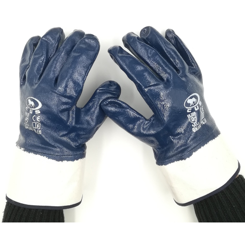 12 paires de gants taille 10 en tissu jearsy imprégné de NBR bleu recouvert intérieurement