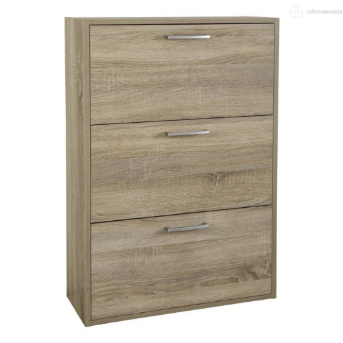 Composad scarpiera a 3 ribalte Kavala cm 25x65x99,6 h colore rovere per scarpe