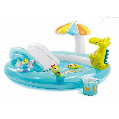 Intex 57129 piscina gonfiabile alligatore cm 203x176x89 con stazione gioco per bambini