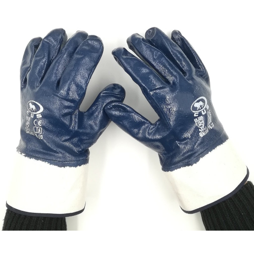 Handschuhe aus Stoff der Größe 10 imprägniert mit blauem NBR vollständig bedeckt