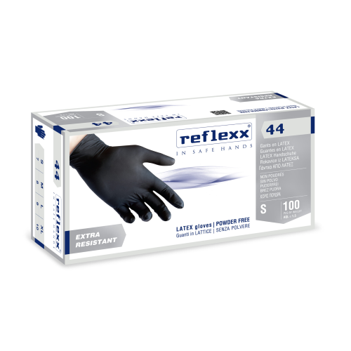 Reflexx R44 100 guanti in lattice senza polvere neri 6,2 Gr monouso Extra resistente colore nero