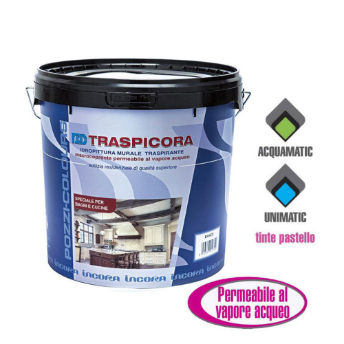 Pozzi Traspicora 14 lt pintura blanca transpirable al agua, antimoho especial para baños y cocinas