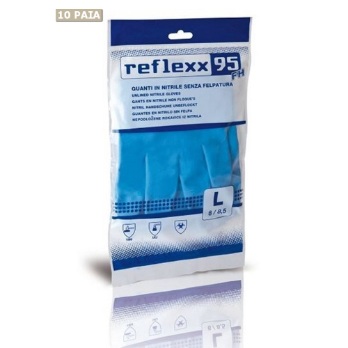Reflexx R95 10 paia di guanti tg L in nitrile blu riutilizzabili senza felpatura riutilizzabile