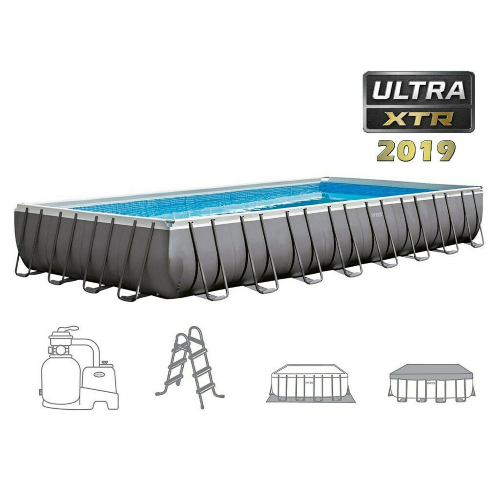 Intex 26374 piscina ultra frame XTR 975X488X132 cm rettangolare con pompa filtro a sabbia scaletta e teli