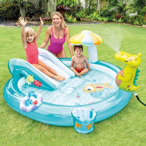 Intex 57165 Play Center piscina Alligatore con spruzzo cm 201x170x84 gonfiabile gioco da giardino