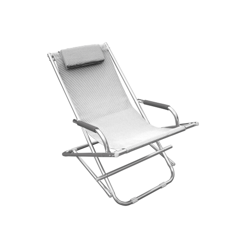 Chaise longue tubulaire Playa en aluminium et tissu textilène blanc pour bronzer piscine extérieure plage