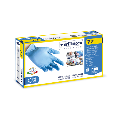 Reflexx R77 Food 100 guanti in nitrile blu senza polvere per gli alimenti 3,0 gr