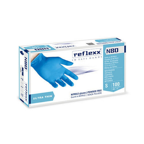 Reflexx N80B 100 guanti in nitrile senza polvere 3,0 gr ambidestri