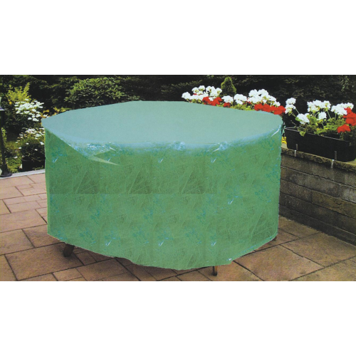 Bezug für ovalen Tisch im Freien aus grünem Polyester 230x110x70 cm waschbar und wetterfest