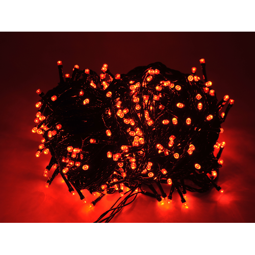 Luccika Crylight Schnurkette Serie Rote LED-Lichter für Weihnachtsbaum mit 8 Spielen grünem Kabel für den Innen- und Außenbereich