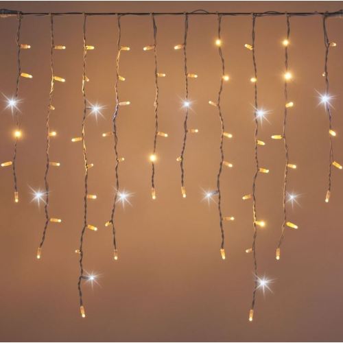 Christmas rain curtain string with warm white led with ice flash for extendable outdoor