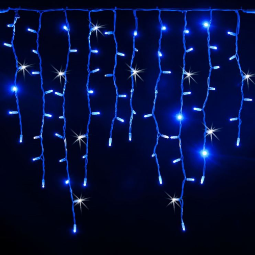 Blue led Christmas rain curtain string with intermittent ice flash for outdoor and indoor