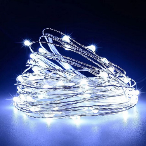 String series Christmas lights micro led ice white with batteries waterproof and submersible IP65 chain for outdoor and indoor 6000K illuminations Christmas decorations and decorations