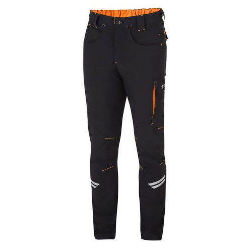 Sparco Kansas Tech Light Trousers pantaloni tecnici leggeri da lavoro da uomo tg L nero/arancio fluo in nylon con inserti di rinforzo sulle ginocchia