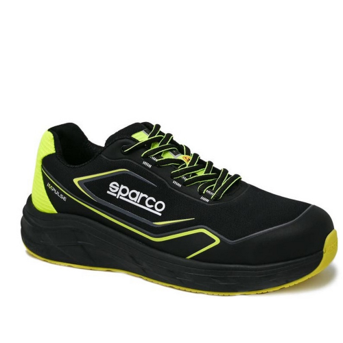 Sparco Impulse Luton S1 scarpe da lavoro antinfortunistica tg 42 nero/giallo fluo con tomaia seamless in tessuto 3D, rinforzi in TPU e dettagli 3D in HF calzature di sicurezza