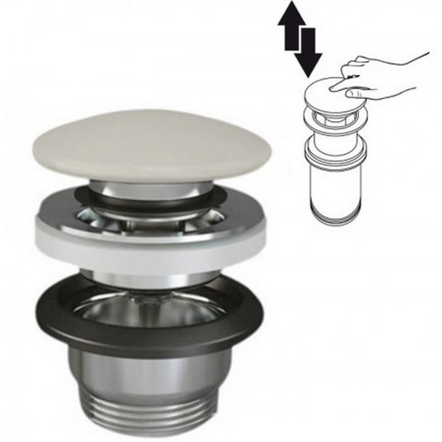 Desagüe de lavabo Rak Ceramics Click Clack Feeling sin rebosadero con tapón beige mate Ø 63 mm para desagüe de lavabo sin agujero de baño