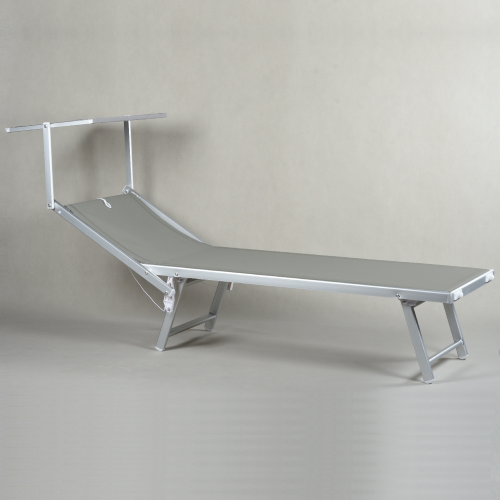Playa aluminium sunbed with parasol aluminium frame cm 186x70x40h sand colour sun lounger